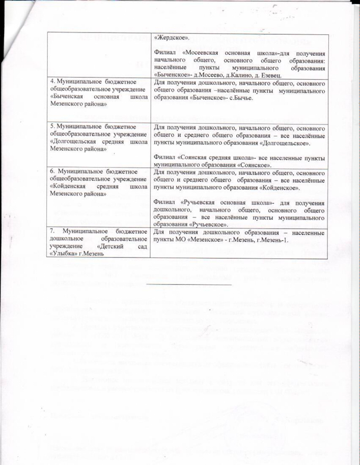 О закреплении муниципальных образовательных организаций за конкретными территориями муниципального образования "Мезенский район"